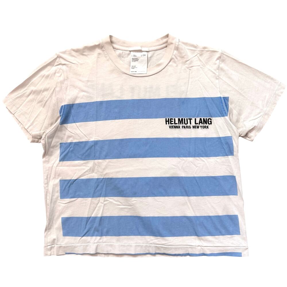 Helmut Lang Striped T-Shirt Logo Embroidered | Fits Small
